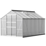 Greenfingers Greenhouse 3.7x2.5x2.26M Double Doors Aluminium Green House Garden Shed GH-ALU-C-370X250-DOU-AB