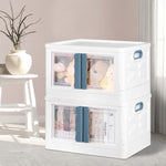 Storage Box Stackable Container 45L Clear Plastic Wardrobe Organiser Two Opening SO1021-38-BL