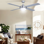 Devanti 52'' Ceiling Fan AC Motor w/Light w/Remote - Silver CF-RC-52-SI