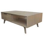 Tyler 130cm Coffee Table 2 Drawer Solid Acacia Timber Brushed Smoke V315-VOD-LARS-05