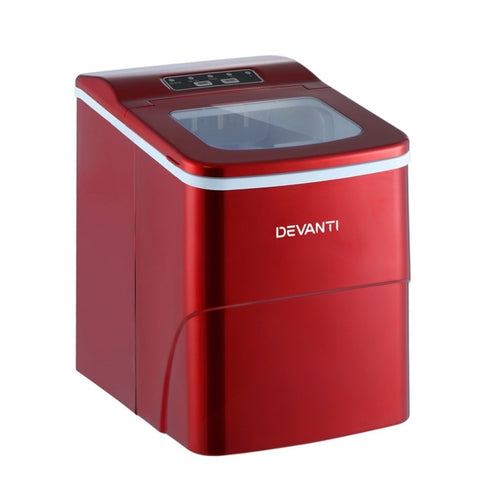 DEVANTi Portable Ice Cube Maker Machine 2L Home Bar Benchtop Easy Quick Red IM-ZB-12B-RED