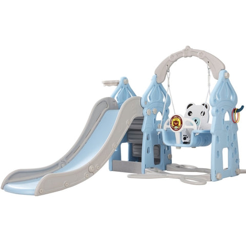 Keezi Kids Slide Swing Set Basketball Hoop Rings Outdoor Playground 170cm Blue KPS-7103-BU