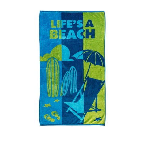 Rans Premium Cotton Jacquard Beach Towel Life's a Beach V442-RAN-TOWEL-JACQUARDLIFEBEACH-MULTI-RE