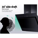 Devanti 900mm Range Hood 90cm Rangehood Glass Black RH-D-J82-90-BK