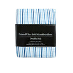 Printed Microfiber Sheet Set Double Blue Lines V442-ABR-SHEETS-LINES-BLUE-DS