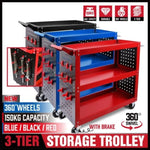 Red 3-Tier Tool Cart Storage Trolley Toolbox Workshop Garage Organiser 150kg Red V465-95240