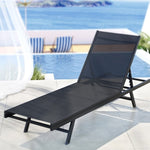 Gardeon Sun Lounge Outdoor Lounger Steel Beach Chair Patio Furniture Black FF-LOUNGE-SL-BK