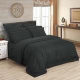 1000TC Ultra Soft Striped Super King Size Charcoal Duvet Quilt Cover Set V493-NSK-11