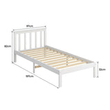 Levede Wooden Bed Frame Single Size Mattress Base Timber White BF1034-S-WH