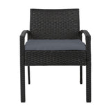 Gardeon 2PC Outdoor Dining Chairs Patio Furniture Rattan Lounge Chair Cushion Felix ODF-CHAIR-TEA-BK-2X