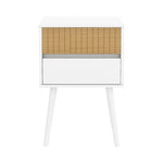 Sarantino Clio Bedside Table Night Stand - White/Natural TBL-707-6YQ-WHN