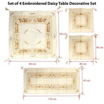 Set of 4 Embroidered Daisy Table Decorative Set V442-ABR-TABLER-SETOF4DAISY-CREAM-RE