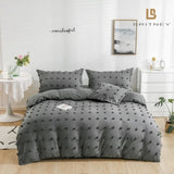 Tufted Dot Jacquard Queen Size Grey Duvet Quilt Cover Set V493-JO-06-Q