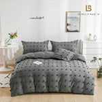 Tufted Dot Jacquard Super King Size Grey Duvet Quilt Cover Set V493-JO-06-SK