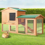 i.Pet Chicken Coop Rabbit Hutch 138cm x 44cm x 85cm Large House Run Cage Wooden Outdoor PET-GT-WOOD-R036