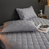 SOGA 2X Grey 153cm Wide Cross-Hatch Mattress Cover Thick Quilted Stretchable Bed Spread Sheet BCOVER4006X2