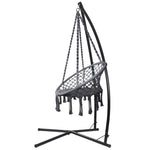 Gardeon Hammock Chair with Steel Stand Macrame Outdoor Swinging Grey HM-CHAIR-SWING-GREY-X
