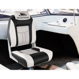 Seamanship 2X Folding Boat Seats Marine Seat Swivel High Back 12cm Padding Grey BS-86522-GR