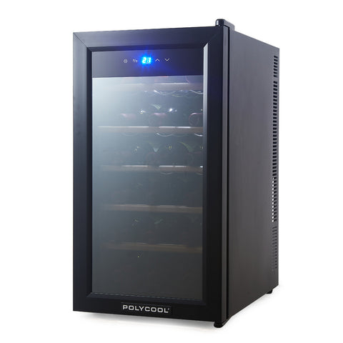 POLYCOOL 47L 18 Bottle Wine Bar Fridge Countertop Cooler Compressor Mirrored Glass Door, Black V219-APPWCLPY2TKA