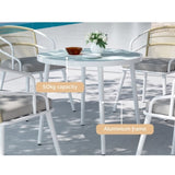 Gardeon Outdoor Dining Set 5 Piece Aluminum Table Chairs Setting White FF-DINING-5CLS-ROUND-ABC