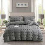 Tufted Dot Jacquard King Size Grey Duvet Quilt Cover Set V493-JO-06-K