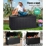 Gardeon Outdoor Storage Box 270L Container Lockable Garden Bench Tool Shed Black OSB-S270-ABK