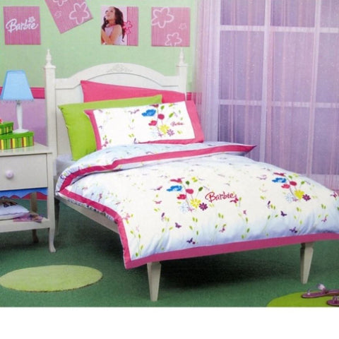 Disney Barbie Embroidery Quilt Cover Set Single V442-CAP-QUILTCS-BARBIEEMB-WHITE-SB