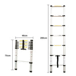 Bullet 2m Telescopic Aluminium Ladder Alloy Extension Extendable Steps V219-LDRTELBULA20S