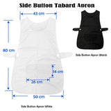 Ladies Women Side Button Tabard Apron 50x80 cm White V442-ABR-APRON-TABARD-WHITE-SH