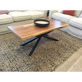 Lantana Coffee Table 130cm Live Edge Solid Acacia Timber Wood Metal Leg -Natural V315-VOD-ELBA-07