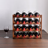 Bamboo Stackable Modular Freestanding Countertop Wine Shelf Rack V63-843051