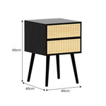 Sarantino Ivan Bedside Table Night Stand - Black/Natural TBL-707-5TZ-BKN