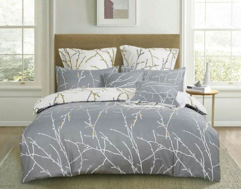 Tree Reversible Queen Size Grey Duvet Quilt Cover Set V493-MQ-410