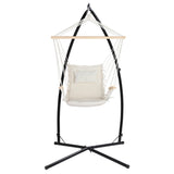 Gardeon Hammock Chair with Steel Stand Armrest Outdoor Hanging Cream HM-CHAIR-ARM-CREAM-X