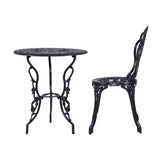 Gardeon 3PC Outdoor Setting Bistro Set Chairs Table Cast Aluminum Rose Black GB-CALU-3PC-XG1015-BK