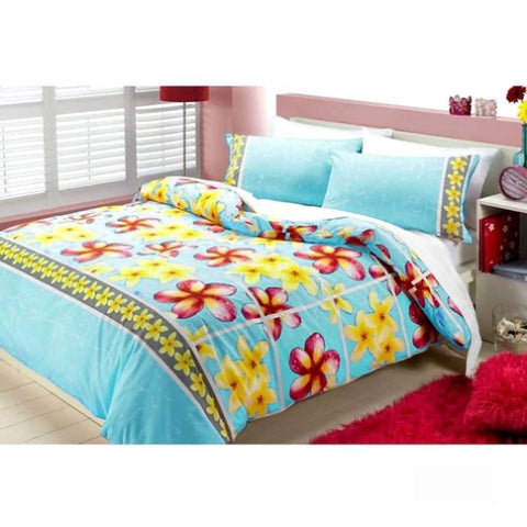 Floating Frangipani Quilt Cover Set Aqua Single V442-ABR-QUILTCS-FLOATINGFRANGIPANI-AQUA-SB