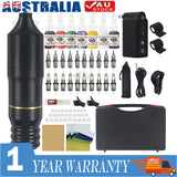Rotary Tattoo Pen Kit 1 Wireless Motor Tattoo Machine 7 Inks 20 Needles 1Battery V201-HLWS007-BLACK