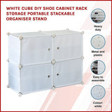 White Cube DIY Shoe Cabinet Rack Storage Portable Stackable Organiser Stand V63-836151