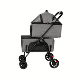 i.Pet Pet Stroller 2-tier Dog Pram Large Cat Carrier Travel Pushchair Foldable PET-STROLLER-2T-SLGR