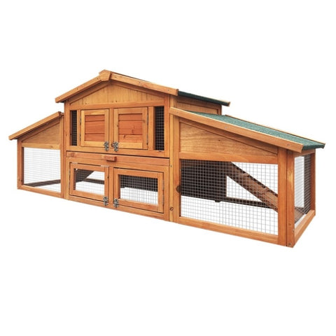 i.Pet Chicken Coop Rabbit Hutch 169cm x 52cm x 72cm Large House Outdoor Wooden Run Cage FF-GT-WOOD-R2100S