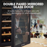 POLYCOOL 128L 51 Bottle Wine Bar Fridge Underbench Cooler Compressor Glass Door, Black V219-APPWCLPY5CKA