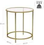 Gold Round Side Table with Golden Metal Frame Robust and Stable V178-11710