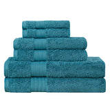 Luxury 6 Piece Soft and Absorbent Cotton Bath Towel Set - Blue V406-TOWPAK05BL