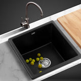 Cefito Stone Kitchen Sink 450X450MM Granite Under/Topmount Basin Bowl Laundry Black SINK-STONE-4545