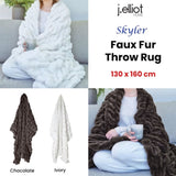 J Elliot Home Skyler Ivory Faux Fur Throw Rug 130 x 160cm V442-IDC-THROW-SKYLER-IVORY-RE