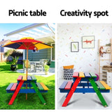 Keezi Kids Wooden Picnic Table Set with Umbrella ODF-KID-PICNIC-UM-CFL