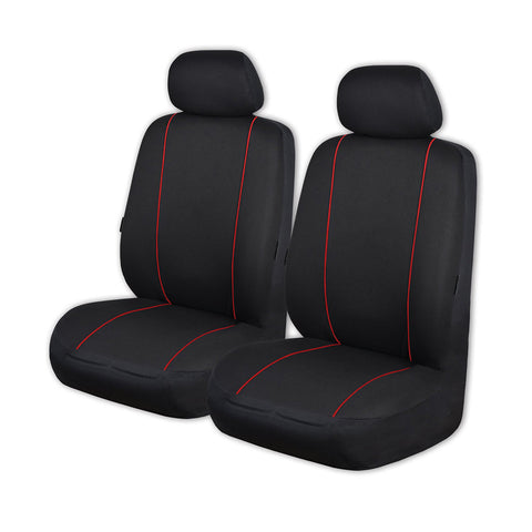 Universal Pinnacle Front Seat Covers Size 30/35 | Black/Red Piping V121-PINA3505