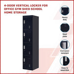 4-Door Vertical Locker for Office Gym Shed School Home Storage V63-832541