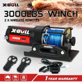 X-BULL Electric Winch 12V 3000LBS Synthetic Rope ATV UTV Boat Trailer With 2 X Wireless remote V211-AUEB-AXEW002BS