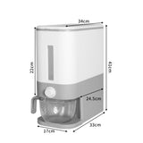 TOQUE Cereal Dispenser Auto Grain Case Storage Box Food Rice Container 12L Grey AB0403-GY